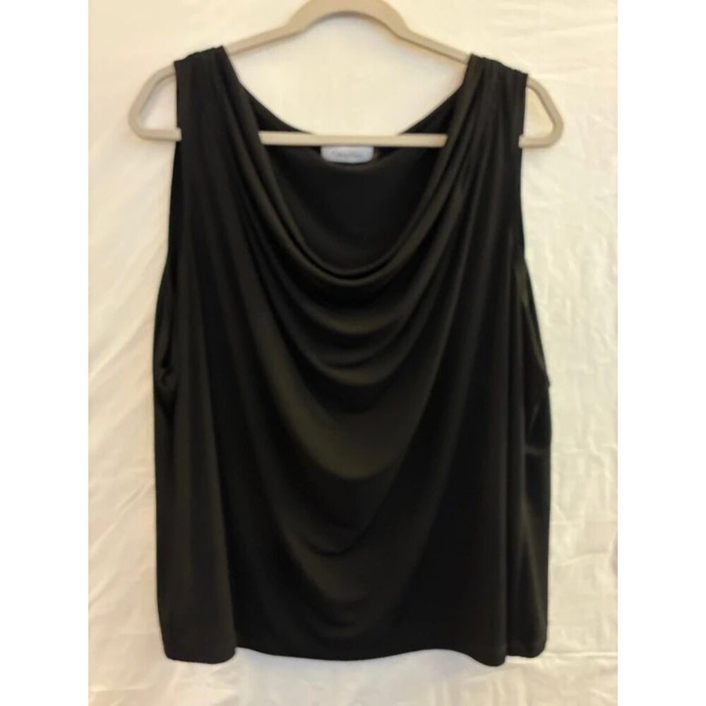 Calvin Klein black sleeveless draped neck slinky top